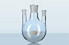 Bình cầu đáy tròn, 3 cổ NS29/32, 2x29/32 500ml, cổ phụ thẳng đứng Duran