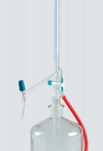 Buret tự động, khóa PTFE, vạch xanh, loại AS, 10ml, ko phụ kiện Duran