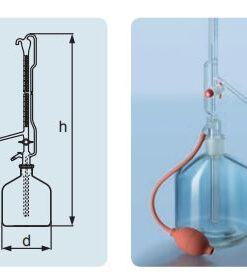 Buret tự động khóa PTFE, AS, 10ml, kèm chai 2 lít và quả bóp Duran