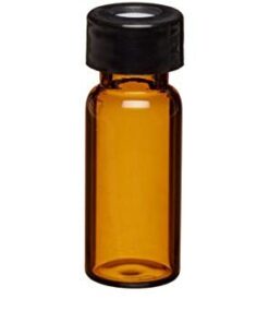 Chai vial nâu 1.8 ml, nắp vặn đen PP có lỗ 12x32mm đệm PTFE đỏ Wheaton