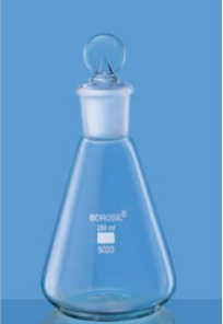 Bình tam giác cổ mài 250ml Borosil