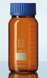 Chai trung tính nâu miệng rộng, GLS 80, 500ml, có nắp, có vòng đệm Duran