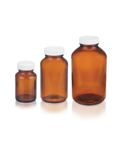 Chai thủy tinh nâu miệng rộng 60ml, nắp đen Phenolic 33-400 Wheaton