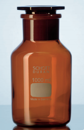 Chai nâu cổ rộng, nút thủy tinh 60/46, 1000ml Duran