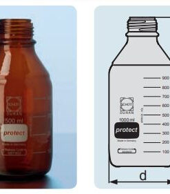 Chai trung tính nâu phủ PU, không nắp GL45 1000ml Duran