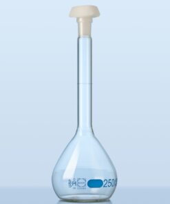 Bình định mức trắng, Class A 5ml, chữ xanh, nút nhựa Dinlab