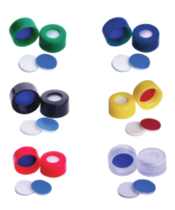 Nắp vặn xanh có lỗ cho vial 2ml, 9mm đệm PTFE/Silicone Wheaton